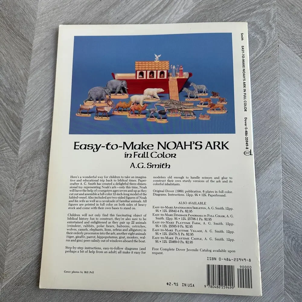 Easy to Make Noah's Ark A.G. Smith Paper Dolls Craft Book Vintage 1989